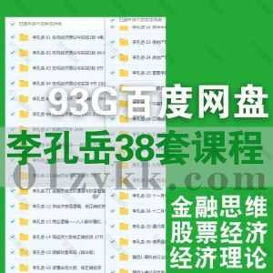 38套李孔岳视频讲座课程93G百度网盘资源合集，包含宏观经济理论与实践/股票经济学/金融思维与资本运作/商业逻辑/硬科技行业投资框架…等_赚钱插图