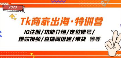 《Tk商家出海特训营》ID注册/定位账号/爆款视频/直播间搭建/带货