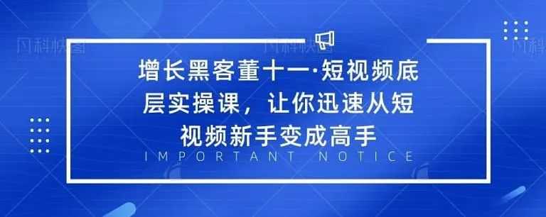 增长黑客董十一·短视频底层实操课，从短视频新手变成高手插图