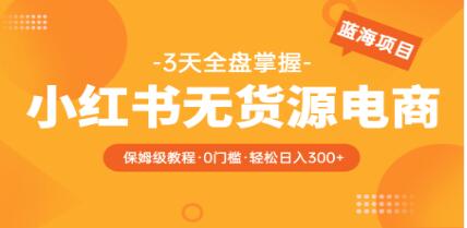 《小红书无货源电商》保姆级教程从0到日入300