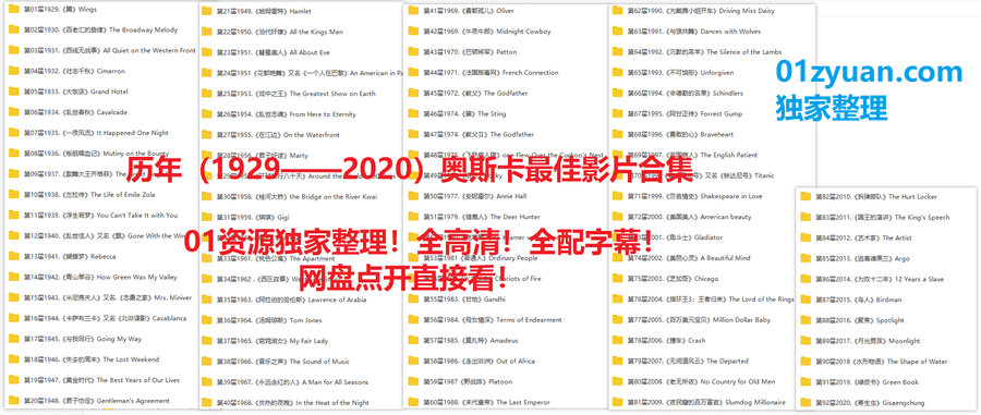 【历年奥斯卡zui佳影片│网盘资源合集】92部！全高清配字幕！_赚钱插图2