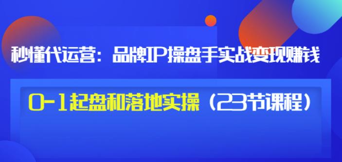 秒懂代运营：品牌IP操盘手实战赚钱，0-1起盘和落地实操（23节课程）价值199插图