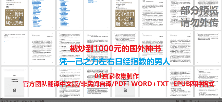 【中文电子版+配套视频】被炒到1000元的神书，《凭一己之力左右日经指数的男人的投资哲学》（PDF+WORD+EPUB+TXT）_赚钱插图1