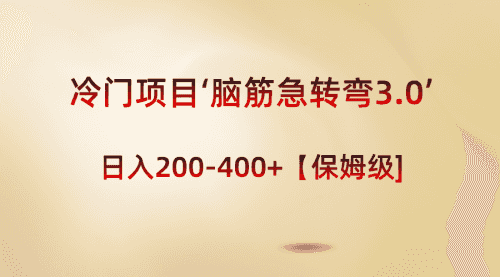 【第8763期】冷门项目‘脑筋急转弯3.0’轻松日入200-400+【保姆级教程】