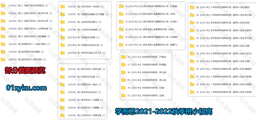 2021-2022年学而思秋季班培优网校小学1-6年级+初一二三+高一二三小初高全套视频课程讲义百度网盘资源合集_赚钱插图1