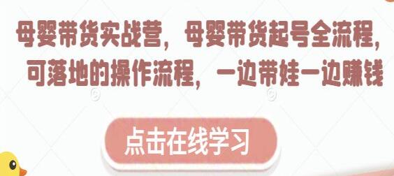 《母婴带货实战营》母婴带货起号全流程，可落地的实操课程