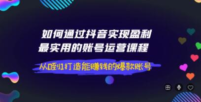 如何通过抖音实现盈利《zui实用的账号运营课程》从0到1打造能赚钱的爆款账号