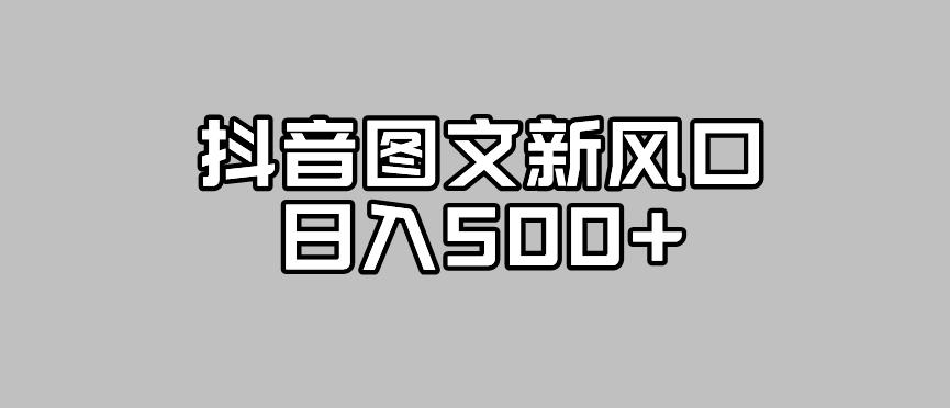 抖音图文zui新风口，流量扶持非常高，日入500+【揭秘】