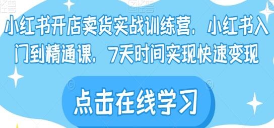 《小红书开店卖货实战训练营》小红书入门到精通课