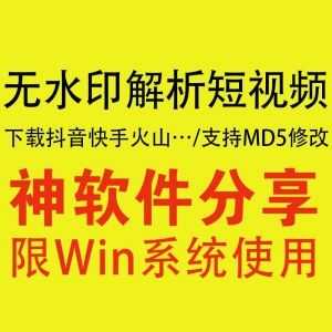 电脑端无水印解析下载短视频软件，支持抖音快手火山西瓜，支持MD5修改！_赚钱插图