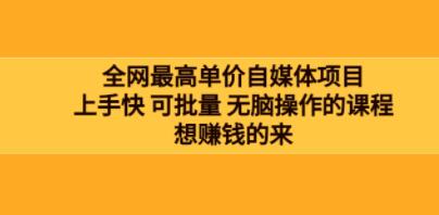 高客单价自媒体项目