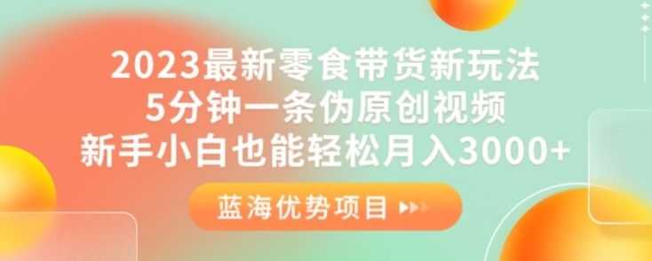 2023zui新零食带货新玩法，5分钟一条伪原创视频，新手小白也能轻松月入3000+【揭秘】