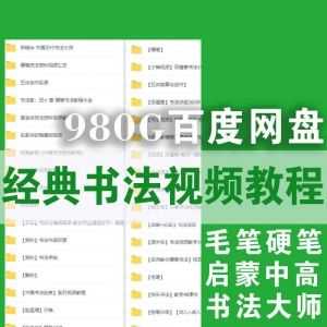 980G经典书法大师讲座练字视频学习教程百度网盘资源合集，硬笔楷书毛笔隶书/儿童成人书法/字帖资料/控笔训练……_赚钱插图