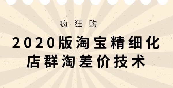 2020版淘宝精细化店群淘差价技术