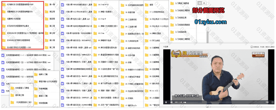 65G尤克里里UKULELE学习视频自学教程百度网盘资源合集，包含弹指基本功提高/识谱扫弦/入门进阶……等内容_赚钱插图1