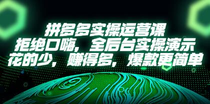 拼多多运营后台实操视频