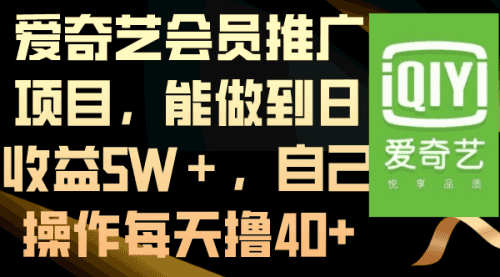 【第8764期】爱奇艺会员推广项目，能做到日收益5W＋