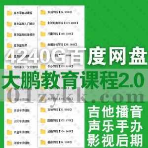 2023年全新整理大鹏教育系列视频课4240G百度网盘资源合集，包含吉他/播音/声乐/手办/数据分析/设计/美术/影视后期/国画/篆刻……13大学院_赚钱插图